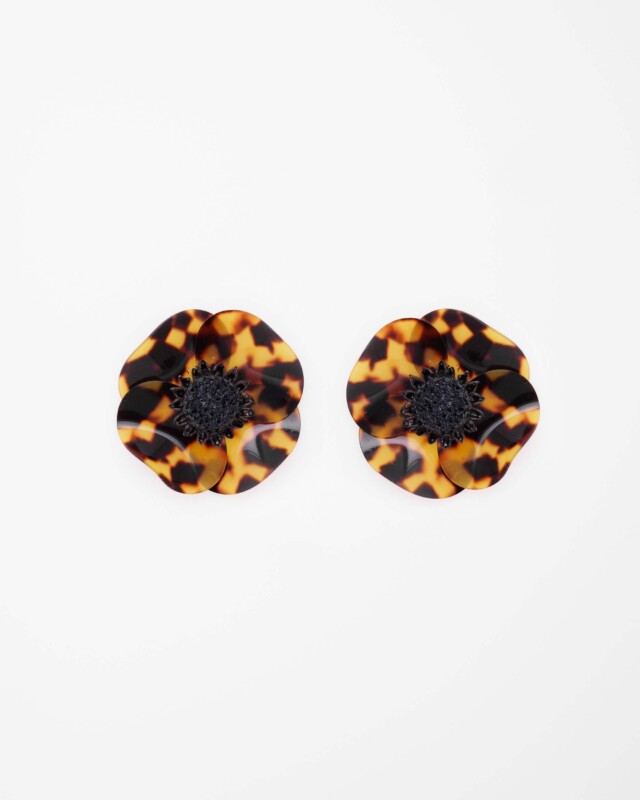 Ciléa Paris - Boucles d'oreilles courtes Anémone - Grandes – Dormeuse (Oreilles percées) / Noir