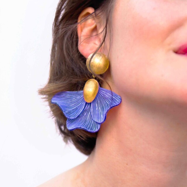 Ciléa Paris - Boucles d'oreilles pendantes Élise - Grand – Rouge / Tige (Oreilles percées)