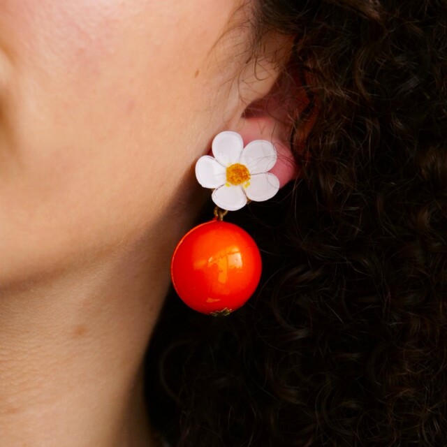 Ciléa Paris - Boucles d'oreilles Orange Botanica – Feuille / Dormeuse (Oreilles percées)