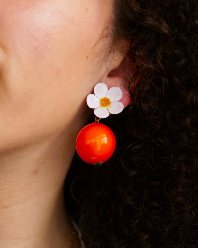 Ciléa Paris - Boucles d'oreilles Orange Botanica – Feuille / Dormeuse (Oreilles percées)