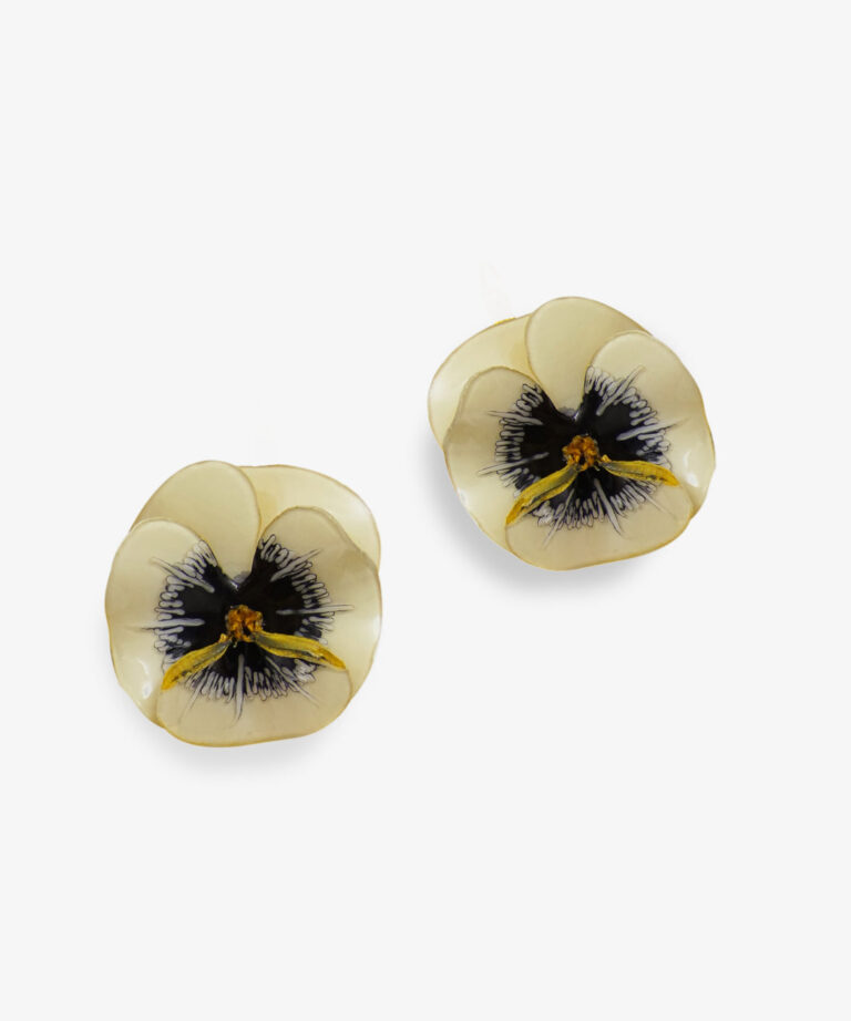 Ciléa Paris - Boucles d'oreilles courtes Pensée - Petit – Édition limitée - Bleu Canard / Dormeuse (Oreilles percées)