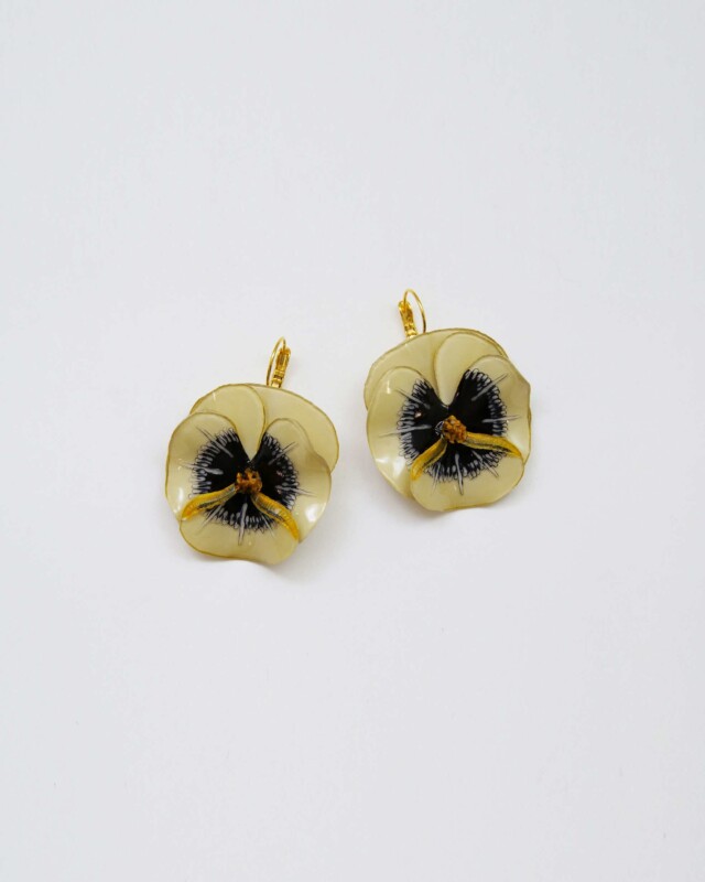 Ciléa Paris - Boucles d'oreilles courtes Pensée - Petit – Édition limitée - Bleu Canard / Dormeuse (Oreilles percées)