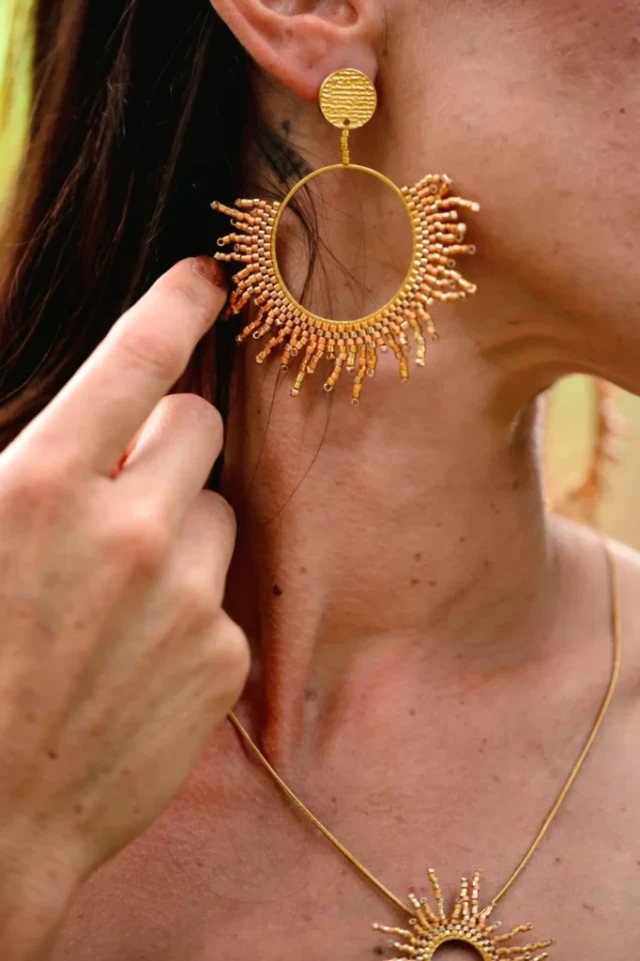 valdyria.com - Boucles D’oreilles Pendantes Apollisia Solaris