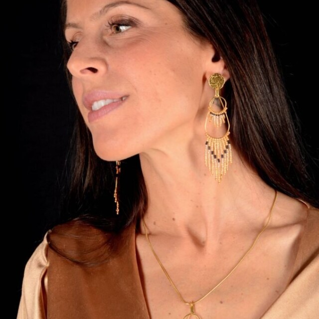 valdyria.com - Boucles D’oreilles Pendantes Galilya Cleo Bronze