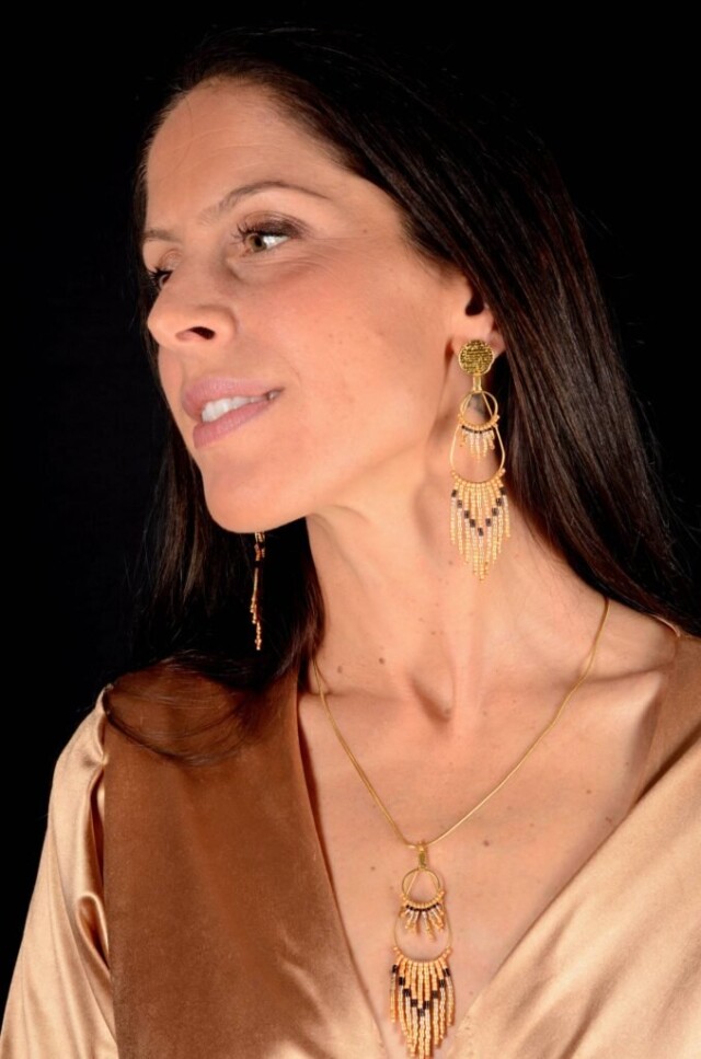 valdyria.com - Boucles D’oreilles Pendantes Galilya Cleo Bronze