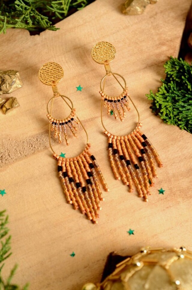 valdyria.com - Boucles D’oreilles Pendantes Galilya Cleo Bronze