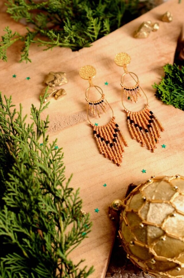 valdyria.com - Boucles D’oreilles Pendantes Galilya Cleo Bronze