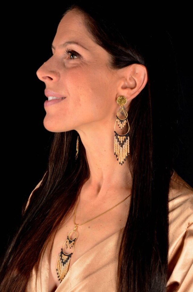 valdyria.com - Boucles D’oreilles Pendantes Galilya Cleo Ébène
