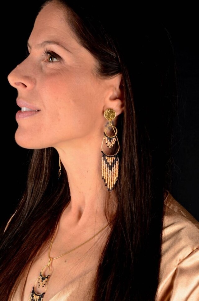 valdyria.com - Boucles D’oreilles Pendantes Galilya Cleo Ébène