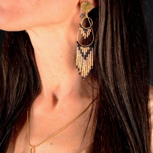 valdyria.com - Boucles D’oreilles Pendantes Galilya Cleo Ébène