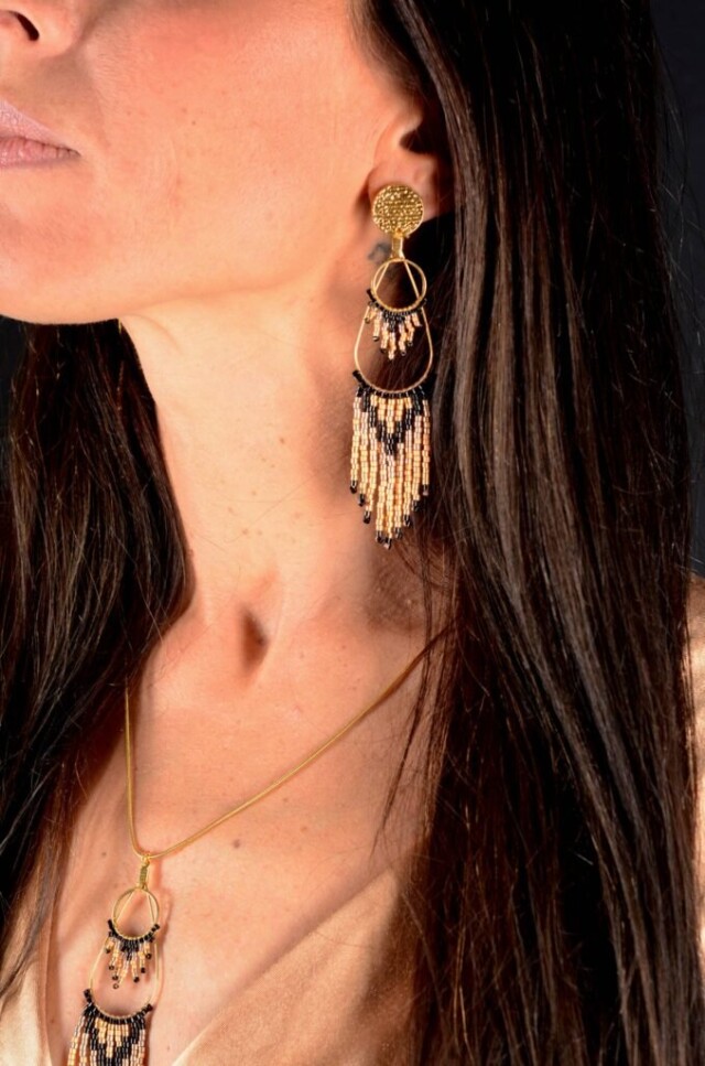 valdyria.com - Boucles D’oreilles Pendantes Galilya Cleo Ébène