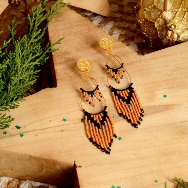 valdyria.com - Boucles D’oreilles Pendantes Galilya Cleo Ébène