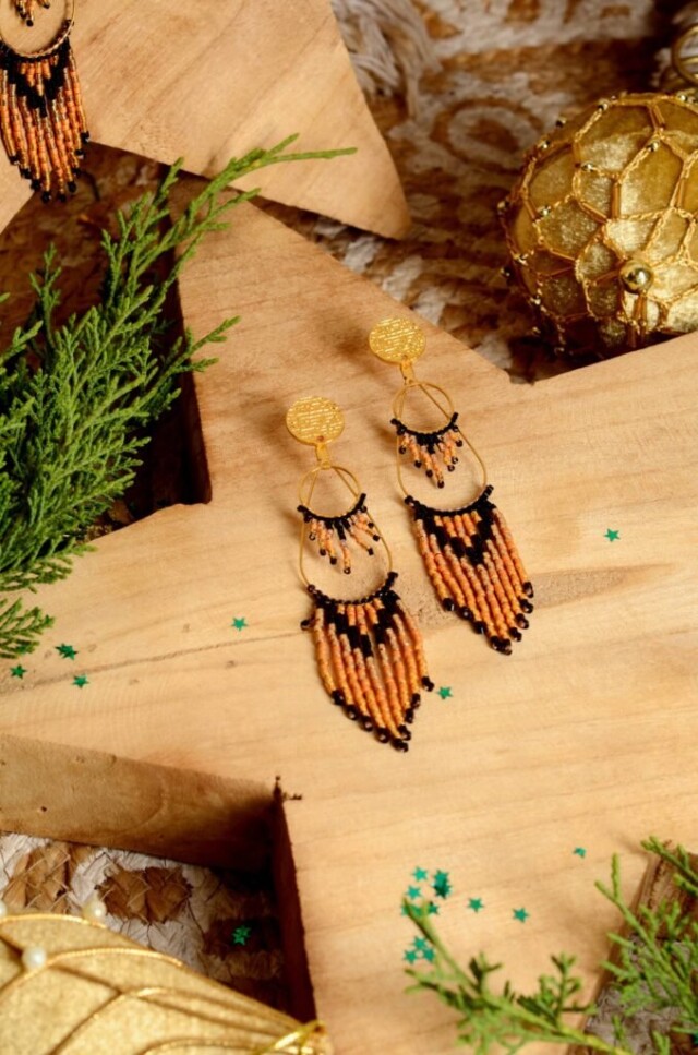 valdyria.com - Boucles D’oreilles Pendantes Galilya Cleo Ébène