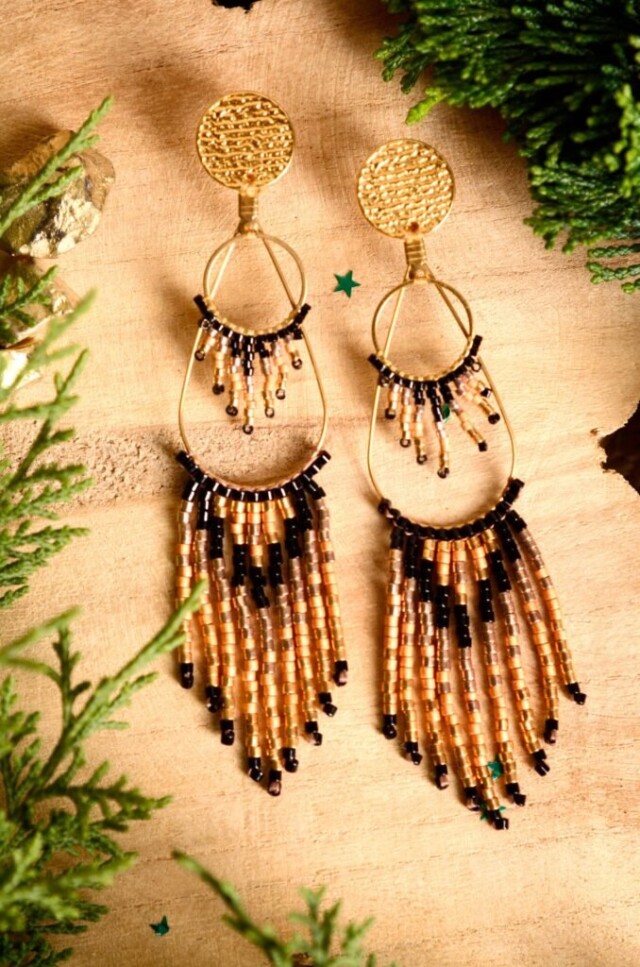 valdyria.com - Boucles D’oreilles Pendantes Galilya Cleo Ébène