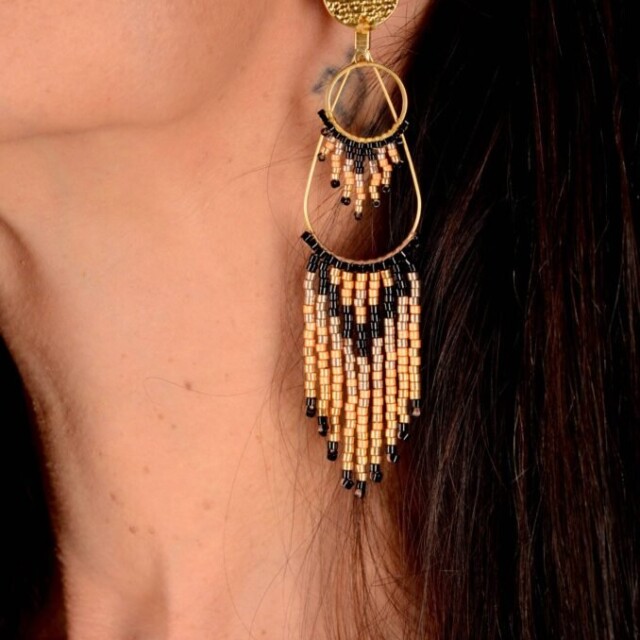 valdyria.com - Boucles D’oreilles Pendantes Galilya Cleo Ébène