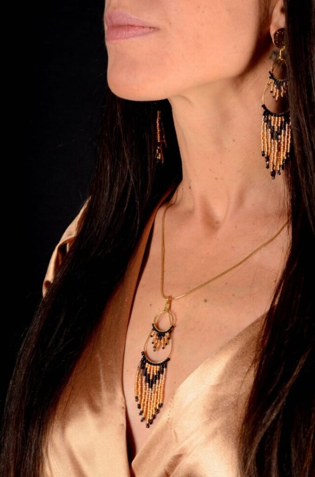 valdyria.com - Collier à Pendentif Galilya Cleo Ébène