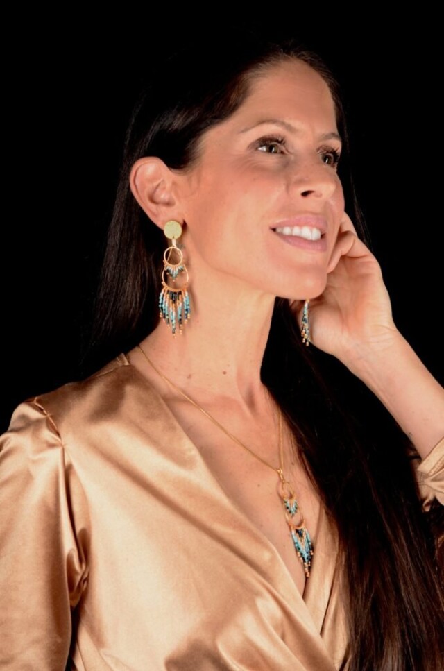 valdyria.com - Boucles D’oreilles Pendantes Nilyra Maria Bronze