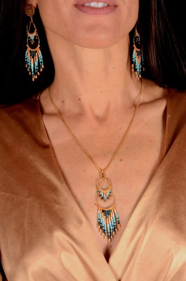 valdyria.com - Boucles D’oreilles Pendantes Nilyra Maria Bronze