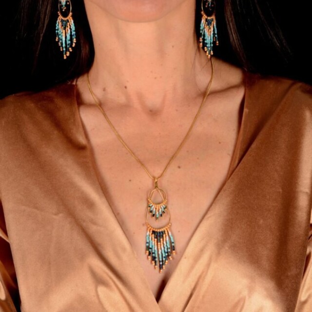 valdyria.com - Boucles D’oreilles Pendantes Nilyra Maria Bronze