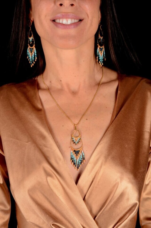 valdyria.com - Boucles D’oreilles Pendantes Nilyra Maria Bronze