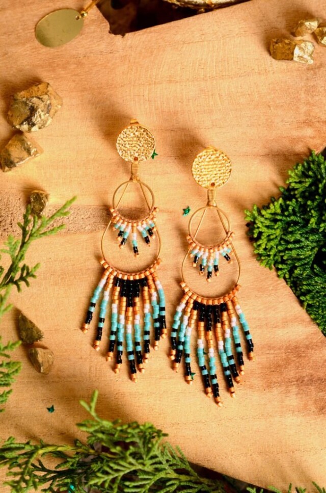 valdyria.com - Boucles D’oreilles Pendantes Nilyra Maria Bronze