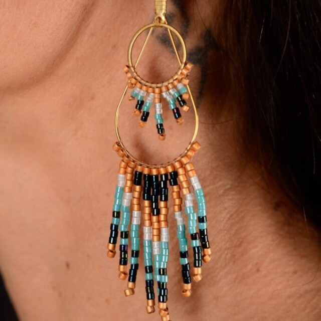 valdyria.com - Boucles D’oreilles Pendantes Nilyra Maria Bronze