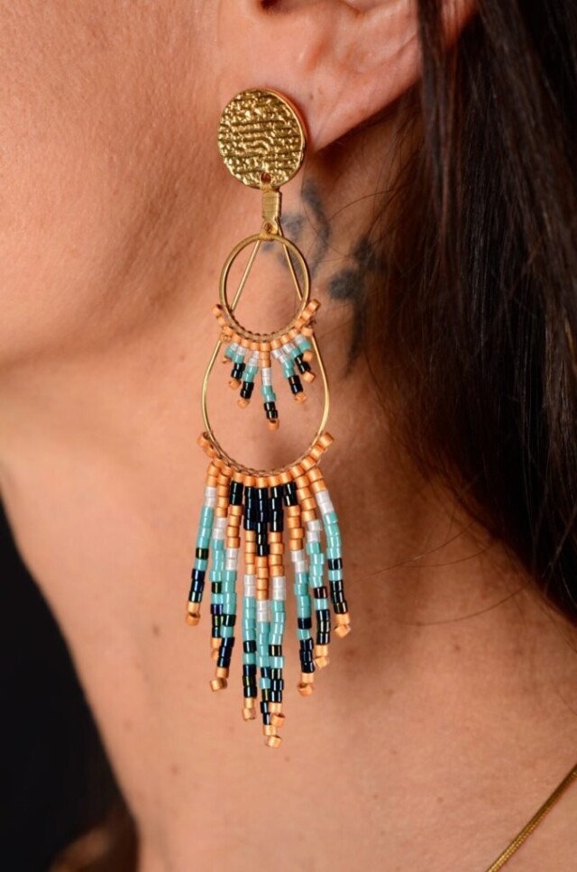 valdyria.com - Boucles D’oreilles Pendantes Nilyra Maria Bronze