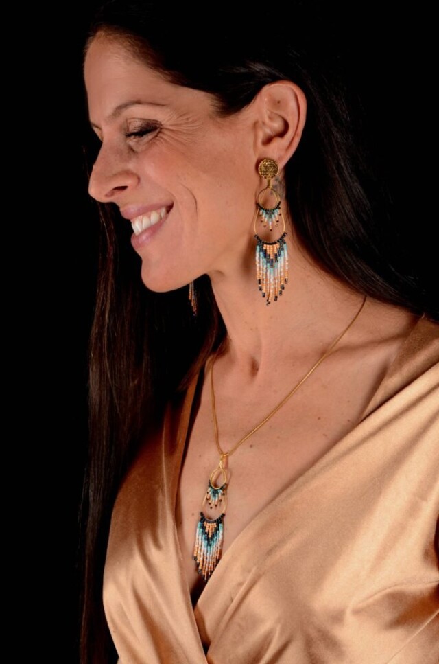valdyria.com - Boucles D’oreilles Pendantes Nilyra Maria Marine