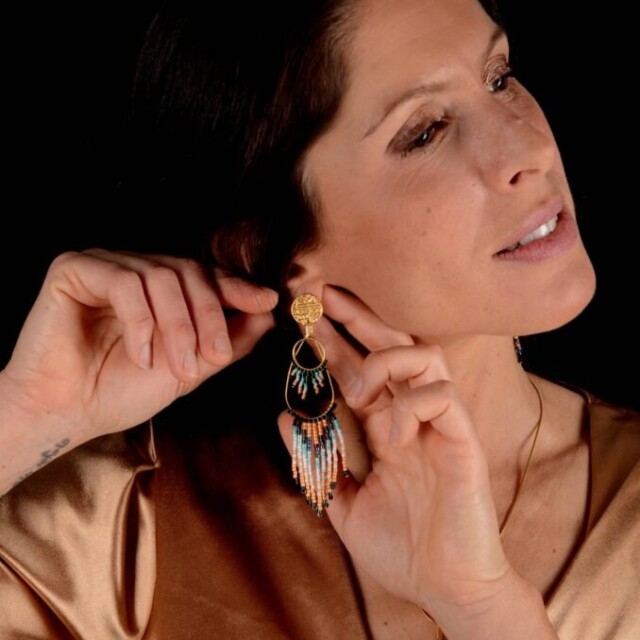 valdyria.com - Boucles D’oreilles Pendantes Nilyra Maria Marine