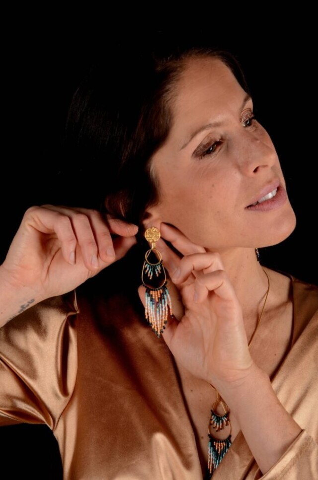 valdyria.com - Boucles D’oreilles Pendantes Nilyra Maria Marine