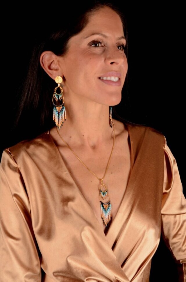 valdyria.com - Boucles D’oreilles Pendantes Nilyra Maria Marine