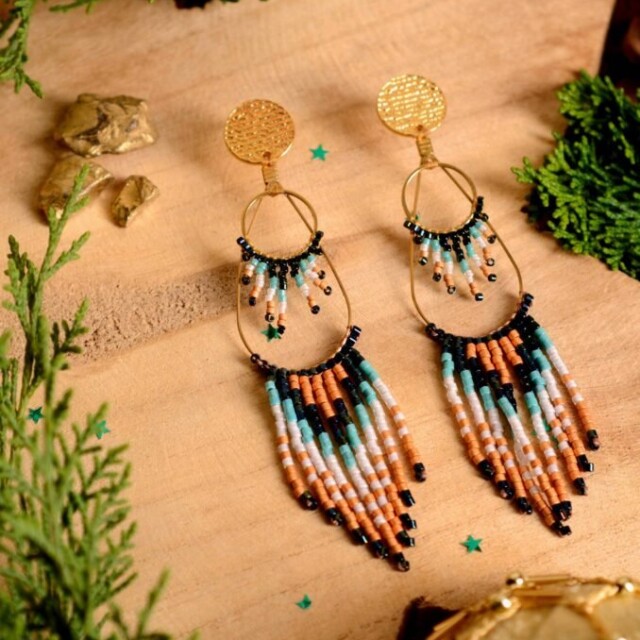 valdyria.com - Boucles D’oreilles Pendantes Nilyra Maria Marine