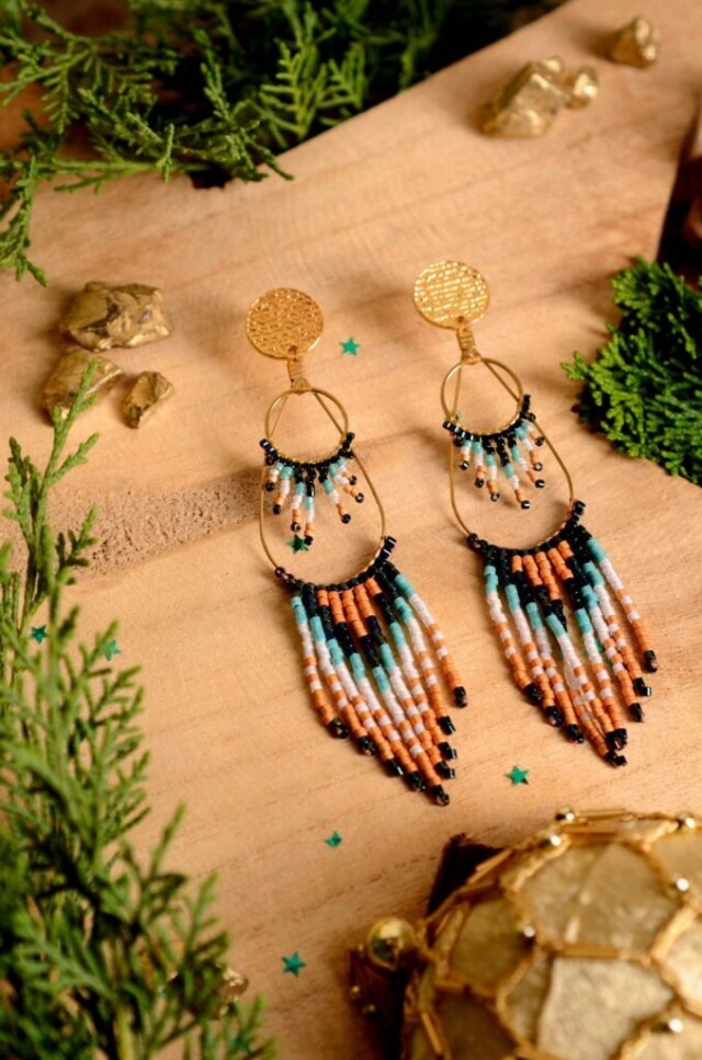 valdyria.com - Boucles D’oreilles Pendantes Nilyra Maria Marine