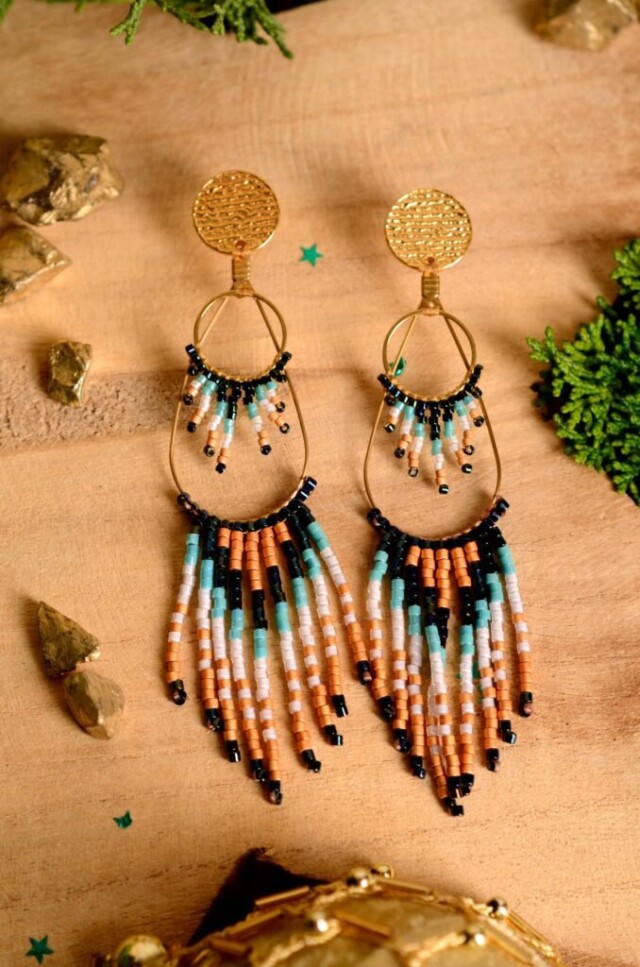 valdyria.com - Boucles D’oreilles Pendantes Nilyra Maria Marine