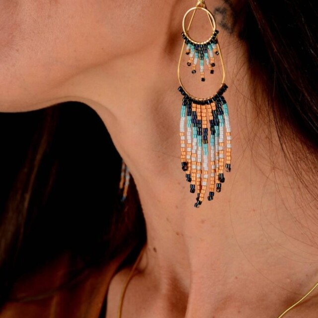 valdyria.com - Boucles D’oreilles Pendantes Nilyra Maria Marine