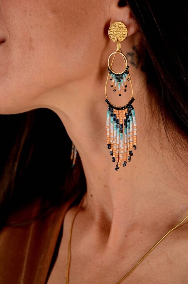 valdyria.com - Boucles D’oreilles Pendantes Nilyra Maria Marine