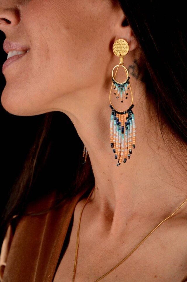 valdyria.com - Boucles D’oreilles Pendantes Nilyra Maria Marine