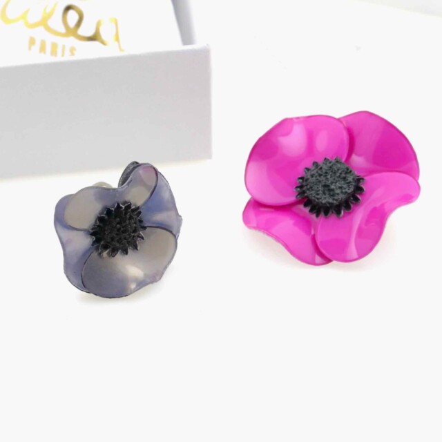 Ciléa Bijoux - Coffret box cadeau Anémone bague + broche – Rose Nacre