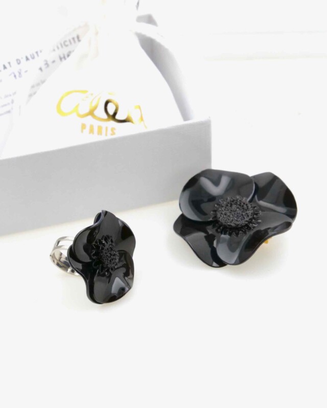 Ciléa Bijoux - Coffret box cadeau Anémone bague + broche – Rose Nacre