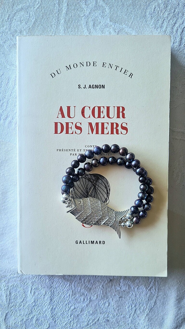NEIJE - Bracelet Poisson Gefilte Perles de Culture Noires et Argent – L (poignet de 17 à 19 cm)
