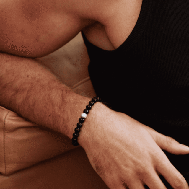 NEIJE - Bracelet Dorian Onyx Or Jaune – XL (poignet de 19 à 21 cm)