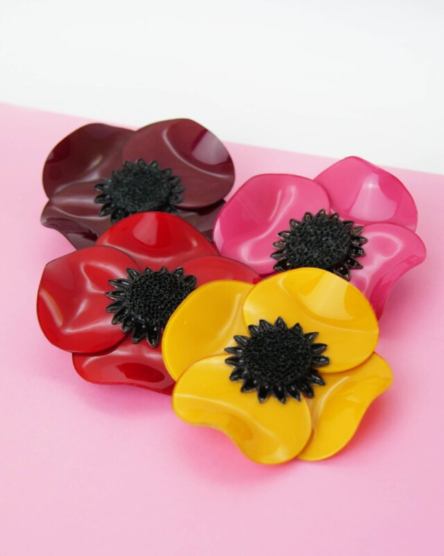 Ciléa Paris - Broche Anémone - Grand – Noir