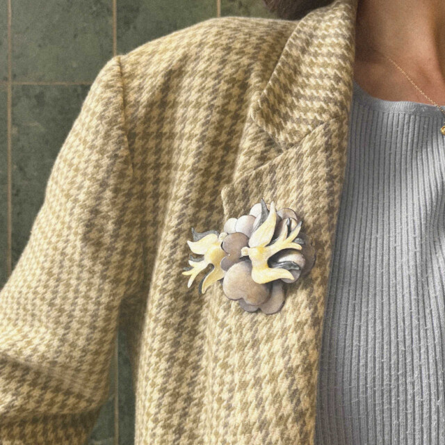 Ciléa Bijoux - Broche oiseau Cabourg - Grand – Ivoire