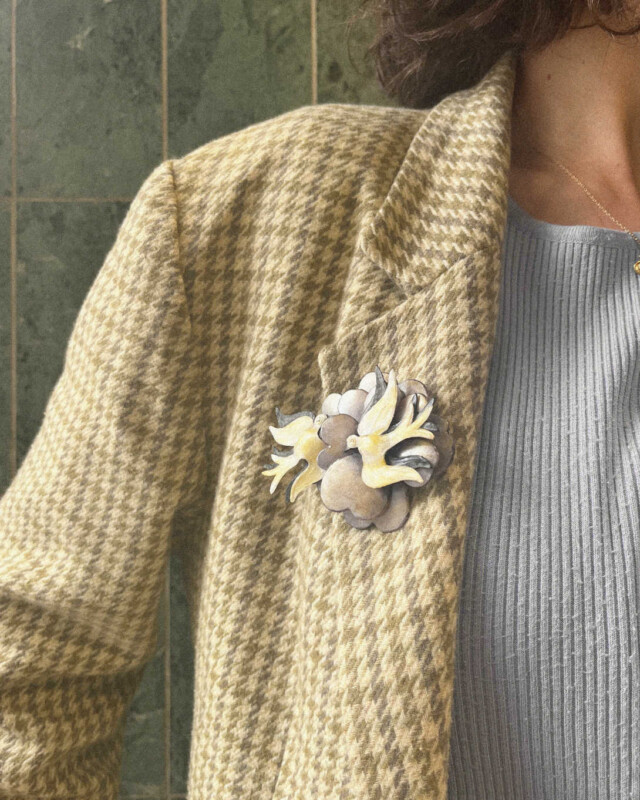 Ciléa Bijoux - Broche oiseau Cabourg - Grand – Ivoire