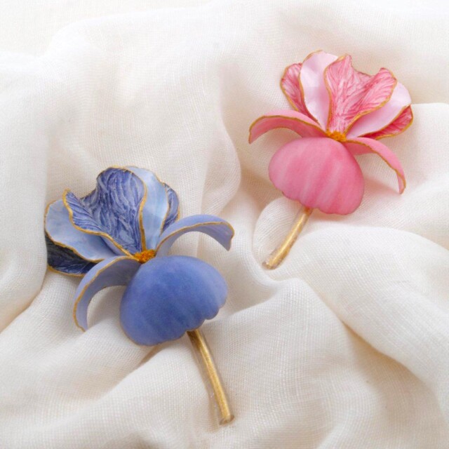 Ciléa Paris - Broche Iris - effet velours – Lavande