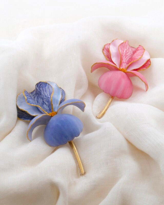 Ciléa Paris - Broche Iris - effet velours – Lavande