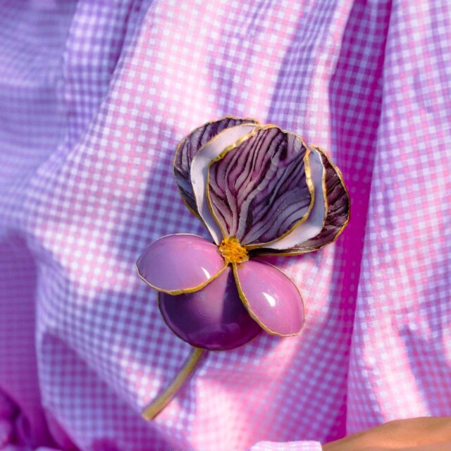 Ciléa Paris - Broche Iris - effet satin – Rose pastel