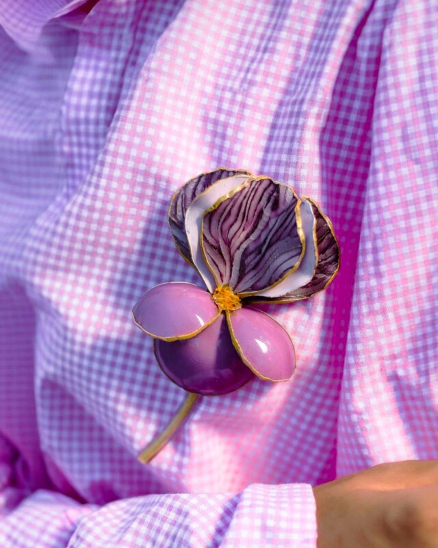 Ciléa Paris - Broche Iris - effet satin – Rose pastel