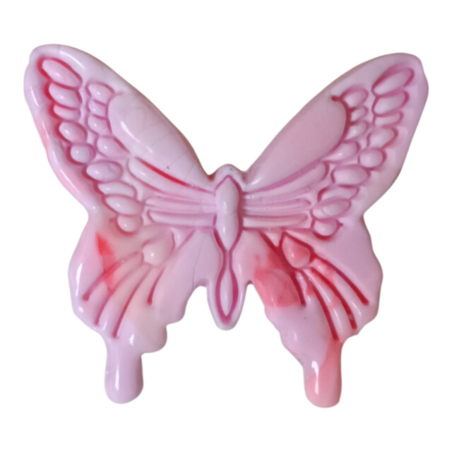 L’Atelier de Patricia - Broche Papillon & Fleur – Rose et bleu