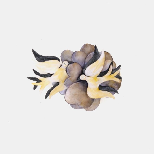 Ciléa Bijoux - Broche oiseau Cabourg - Grand – Orange